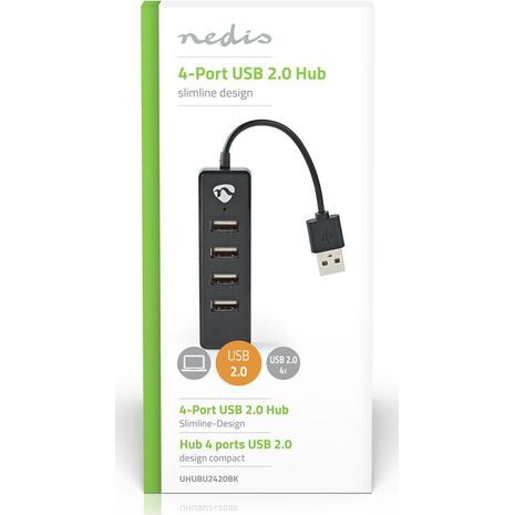 USB Hub 4-Port Nedis USB 2.0 Black